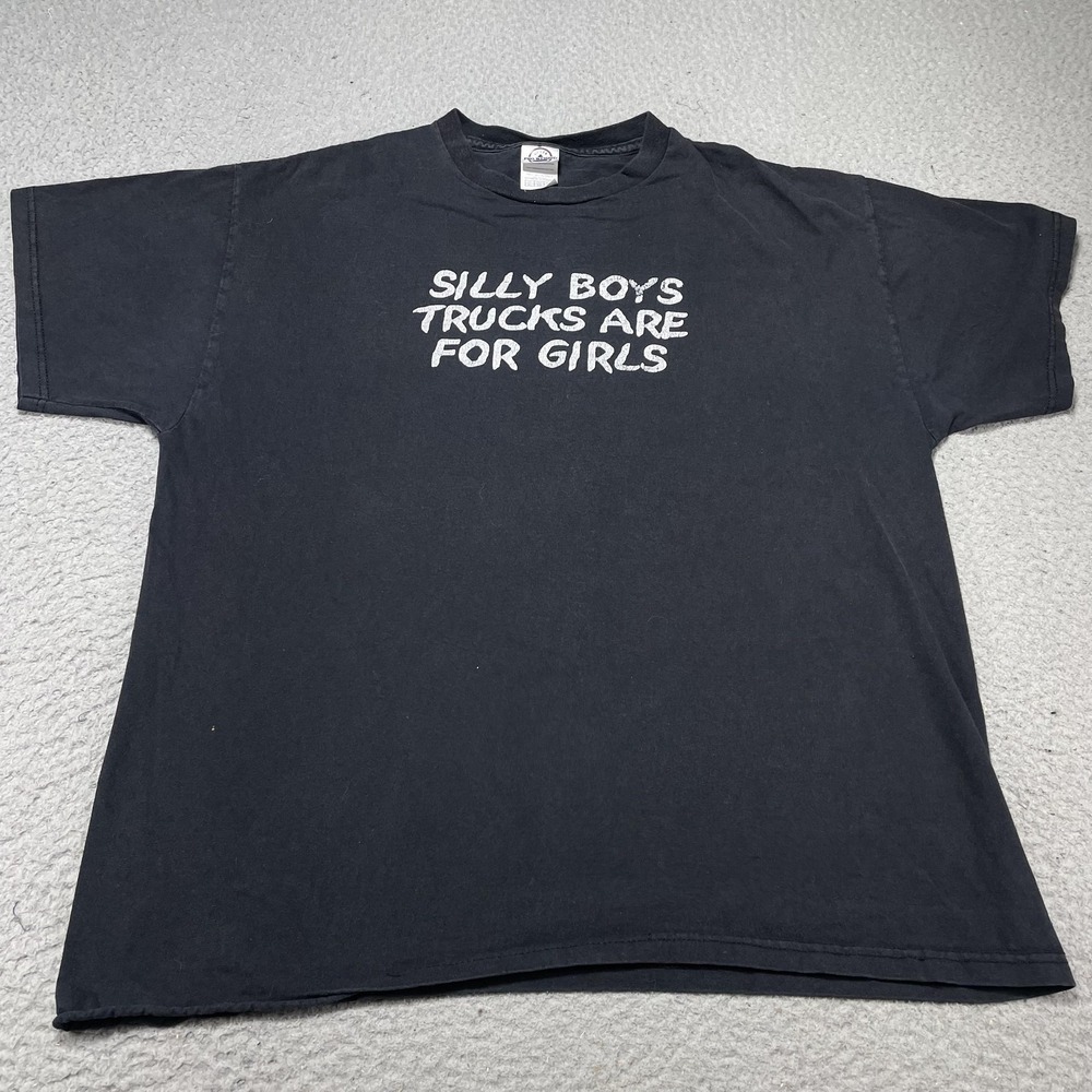 Delta‎ Shirt Mens XL Black Silly Boys Trucks Are For Girls Graphic Tee Funny